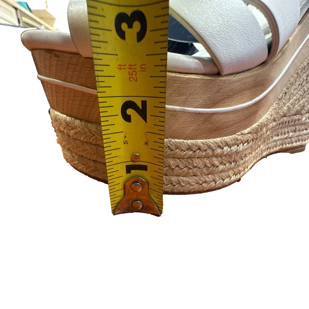 Ralph Lauren Purple Label Erin Espadrille Wedge Platform White Leather 37.5 - Picture 14 of 16